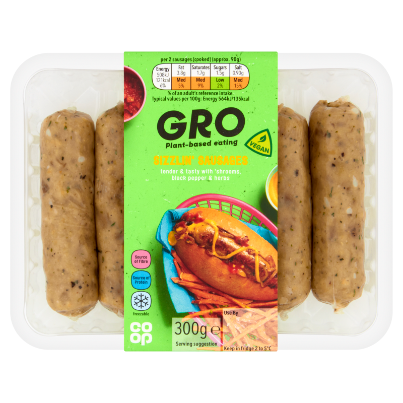 Gro Sizzlin Sausages 300g 5000129309928_T1.png
